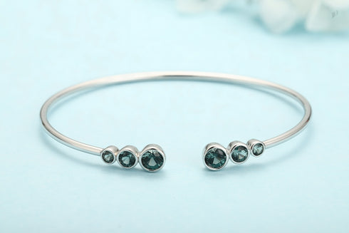 S925 silver cultured colored sapphire bracelet A (B20375)