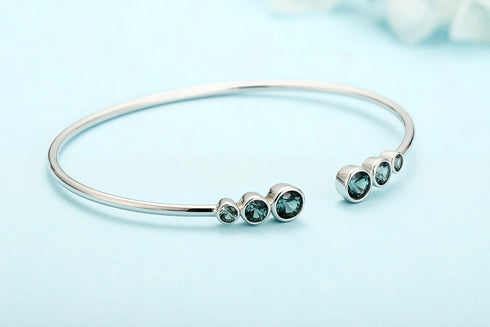 S925 silver cultured colored sapphire bracelet A (B20375)