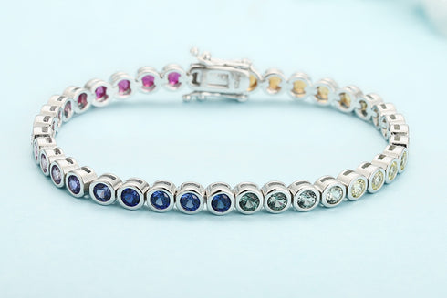 S925 Silver Cultured Sapphire Bracelet A (B20334)