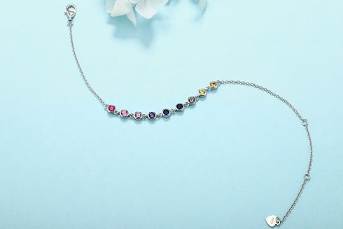 S925 Silver Cultured Colored Sapphire Bracelet A (B20331)