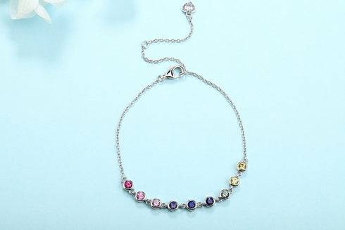 S925 Silver Cultured Colored Sapphire Bracelet A (B20331)