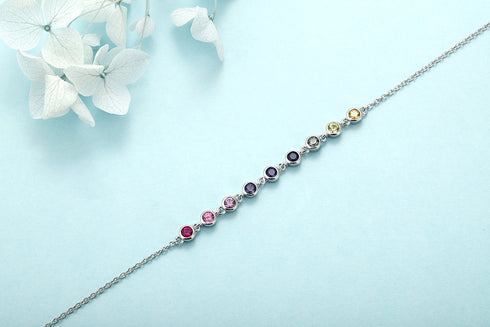 S925 Silver Cultured Colored Sapphire Bracelet A (B20331)