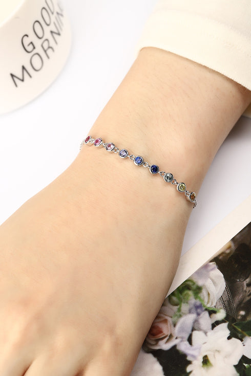 S925 Silver Cultured Colored Sapphire Bracelet A (B20331)