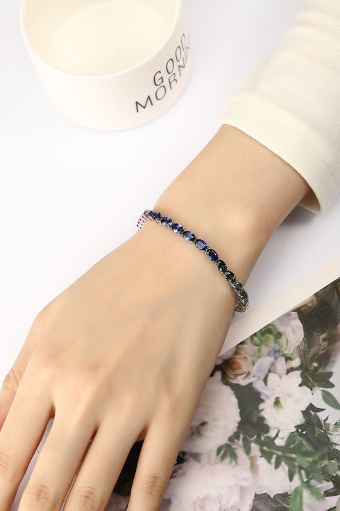 S925 silver cultured colored sapphire bracelet A (B20326)