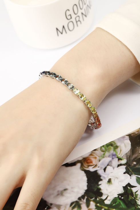S925 silver cultured colored sapphire bracelet A (B20326)