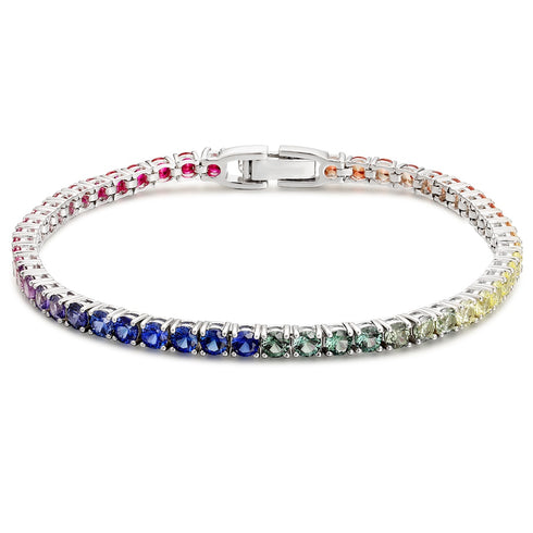 S925 silver cultured colored sapphire bracelet A (CH03102-1)