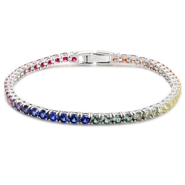 S925 silver cultured colored sapphire bracelet A (CH03102-1)