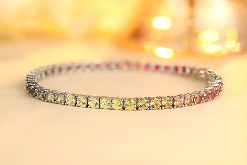 S925 silver cultured colored sapphire bracelet A (CH03102-1)