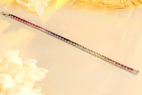 S925 silver cultured colored sapphire bracelet A (CH03102-1)