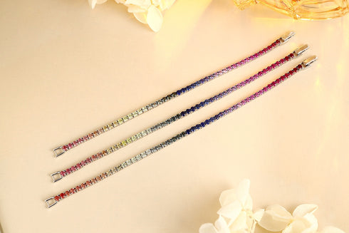 S925 silver cultured colored sapphire bracelet A (CH03102-1)