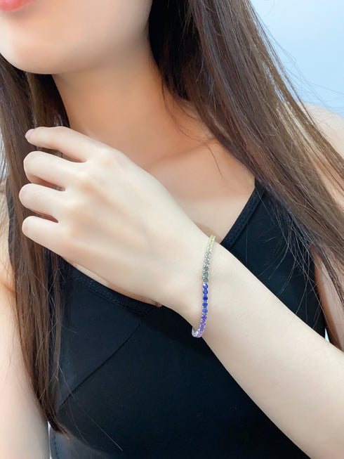 S925 silver cultured colored sapphire bracelet A (CH03102-1)