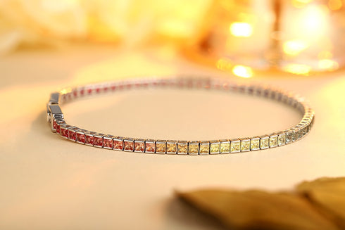 S925 silver cultured colored sapphire bracelet A (CH03103-1)