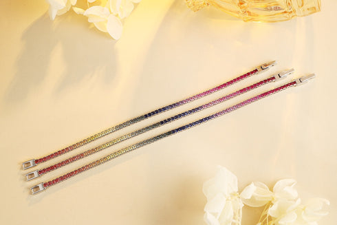 S925 silver cultured colored sapphire bracelet A (CH03103-1)