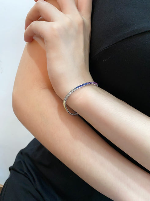 S925 silver cultured colored sapphire bracelet A (CH03103-1)