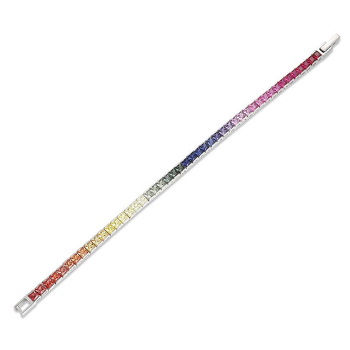 S925 silver cultured colored sapphire bracelet A (CH03105-2)