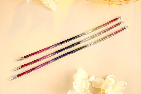 S925 silver cultured colored sapphire bracelet A (CH03105-2)