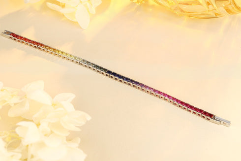 S925 silver cultured colored sapphire bracelet A (CH03105-2)