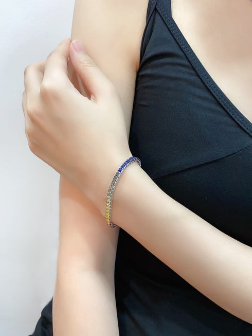 S925 silver cultured colored sapphire bracelet A (CH03105-2)