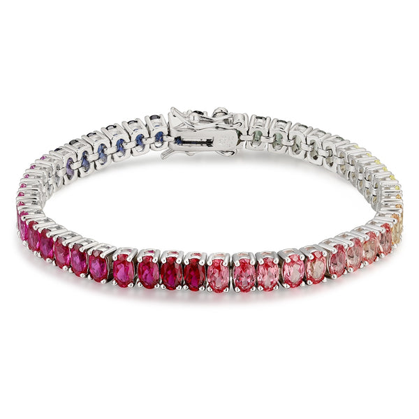 S925 Silver Cultured Colorful Sapphire Bracelet A (CH03251)