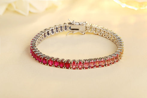S925 Silver Cultured Colorful Sapphire Bracelet A (CH03251)