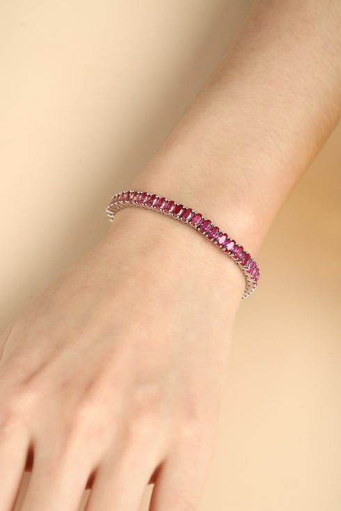 S925 Silver Cultured Colorful Sapphire Bracelet A (CH03251)