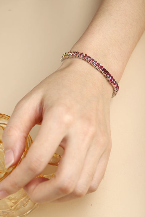 S925 Silver Cultured Colorful Sapphire Bracelet A (CH03251)