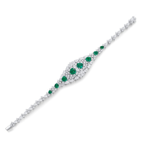 S925 Silver Cultured Emerald Bracelet W (JSEGL128Y)