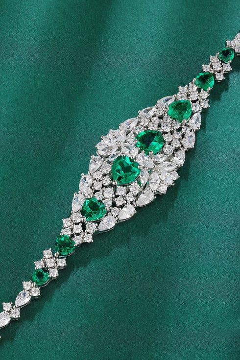 S925 Silver Cultured Emerald Bracelet W (JSEGL128Y)