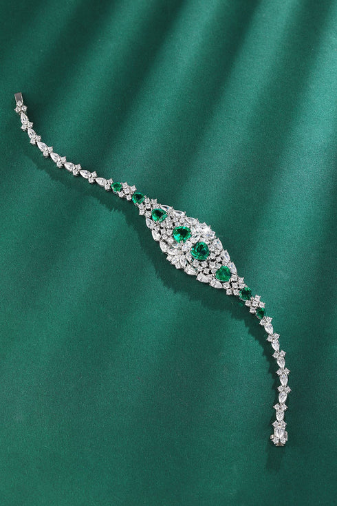 S925 Silver Cultured Emerald Bracelet W (JSEGL128Y)