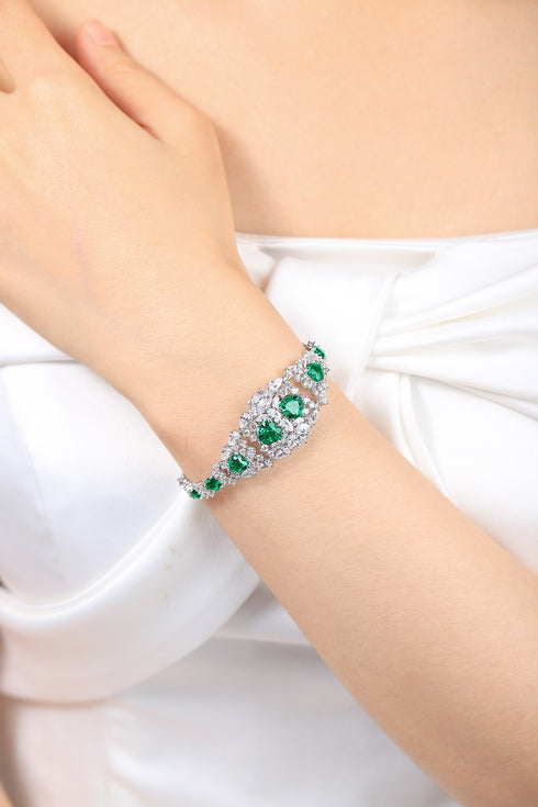 S925 Silver Cultured Emerald Bracelet W (JSEGL128Y)