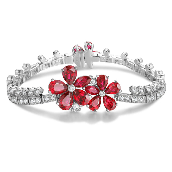 S925 silver cultured ruby bracelet W (PRURL181Y)