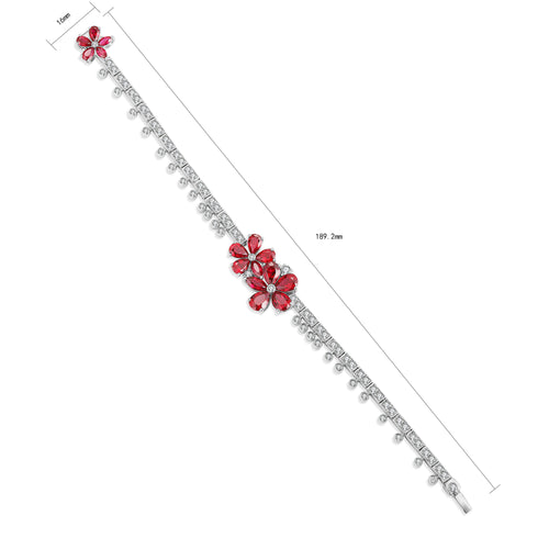 S925 silver cultured ruby bracelet W (PRURL181Y)