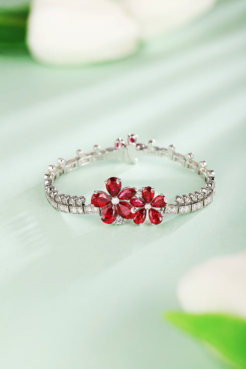 S925 silver cultured ruby bracelet W (PRURL181Y)