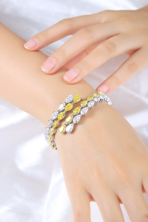 S925 silver, yellow, white, and sparkling diamond (PPSB018Y)