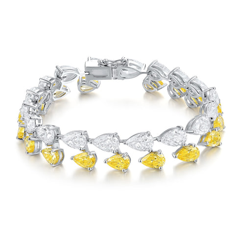 S925 silver, yellow, white, and sparkling diamond (L123Y)