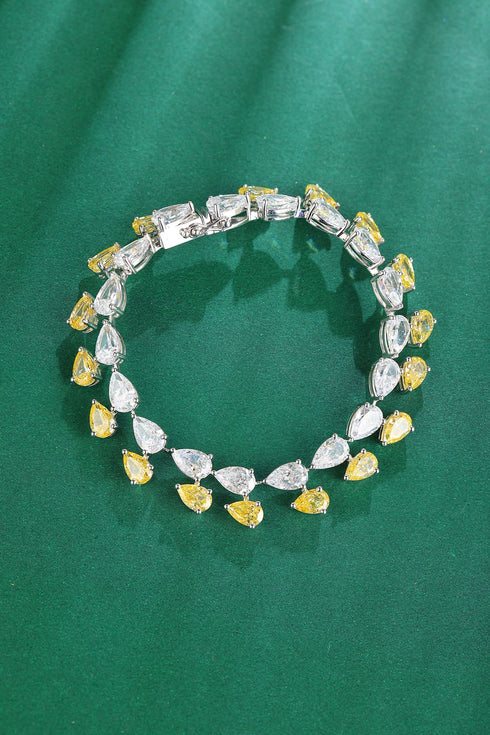 S925 silver, yellow, white, and sparkling diamond (L123Y)