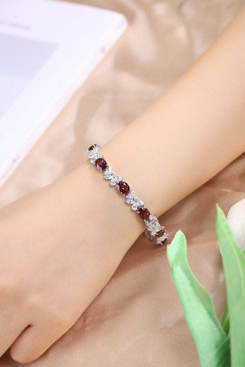 S925 Silver Natural Garnet Bracelet A (JL107Y)