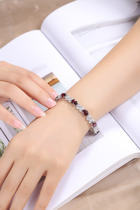 S925 Silver Natural Garnet Bracelet A (JL107Y)