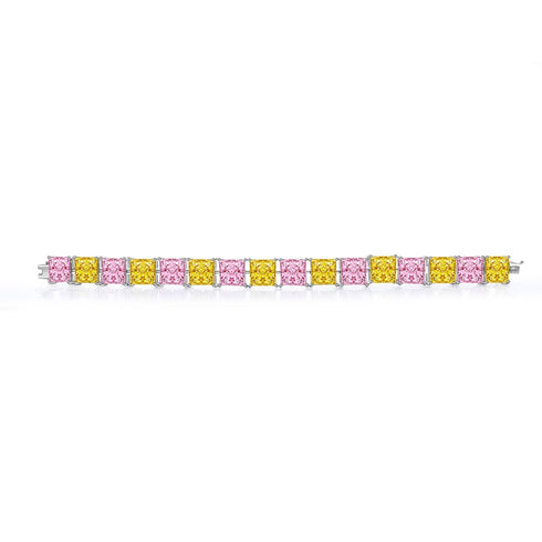 S925 silver yellow-pink sparkling diamond zircon bracelet W (HSQYP92005)