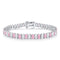S925 silver powder white sparkling diamond zircon egg-shaped bracelet W (POSWPL135Y-3*5)
