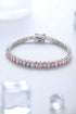 S925 silver powder white sparkling diamond zircon egg-shaped bracelet W (POSWPL135Y-3*5)