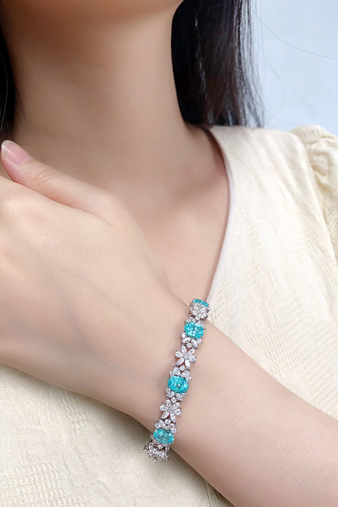 S925 sterling silver cultured Paraiba bracelet W (JL109Y)