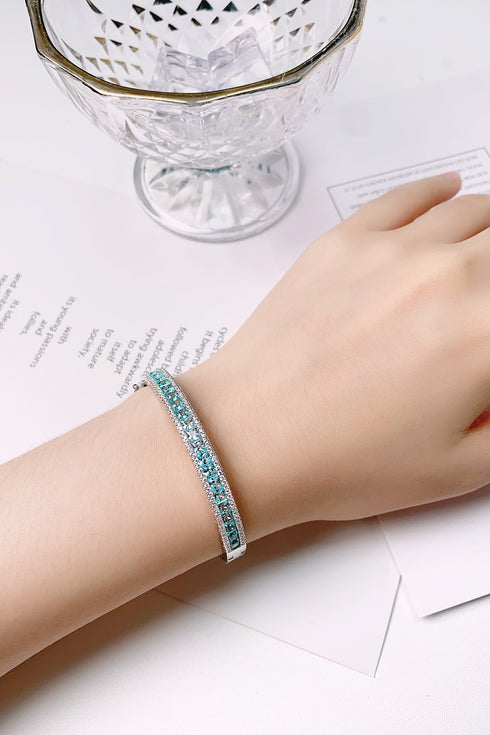 S925 silver cultured Paraiba bracelet A (JB005Y)