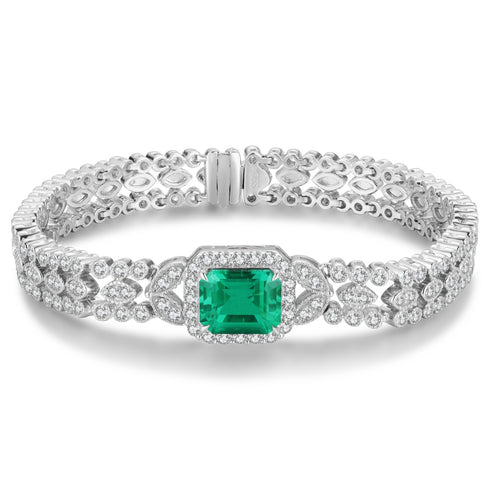 S925 Silver Cultured Emerald Bracelet W (JSEGL182Y)