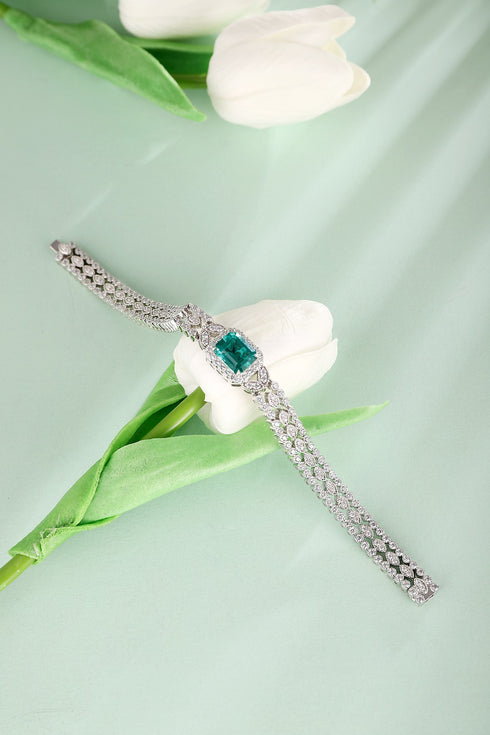 S925 Silver Cultured Emerald Bracelet W (JSEGL182Y)