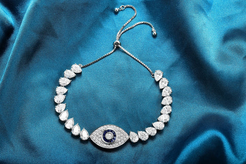 S925 Sterling Silver Cultured Sapphire Bracelet W (JSABL180Y)