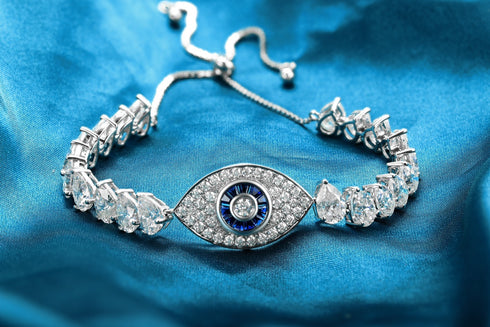 S925 Sterling Silver Cultured Sapphire Bracelet W (JSABL180Y)