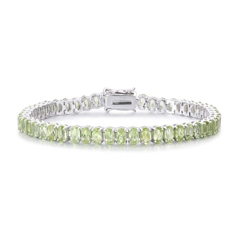 S925 Silver Natural Peridot Bracelet A (JL135Y-3*5)