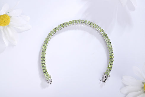 S925 Silver Natural Peridot Bracelet A (JL135Y-3*5)