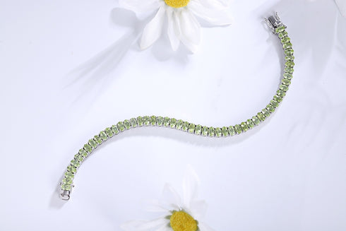 S925 Silver Natural Peridot Bracelet A (JL135Y-3*5)